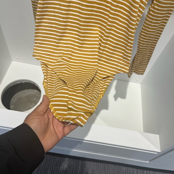 Plus size mustard & white striped turtleneck bodysuit size 3x - Picture 7 of 7